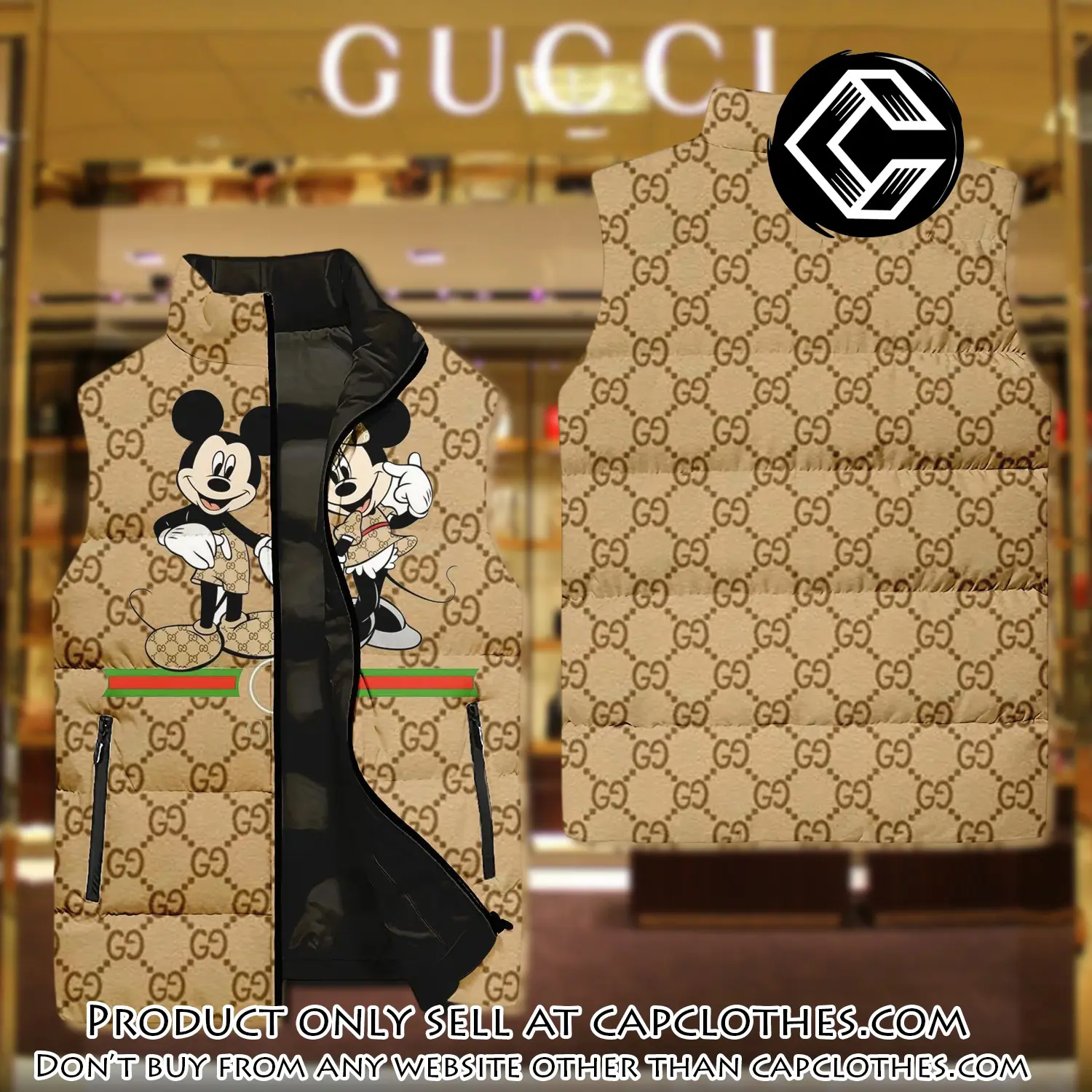 Gucci mickey mouse yellow luxury brand 3d sleeveless down jacket cc0620894
